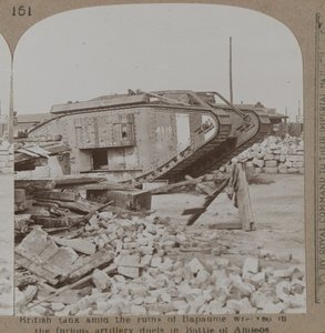 British tank amid the ruins of Bapaume